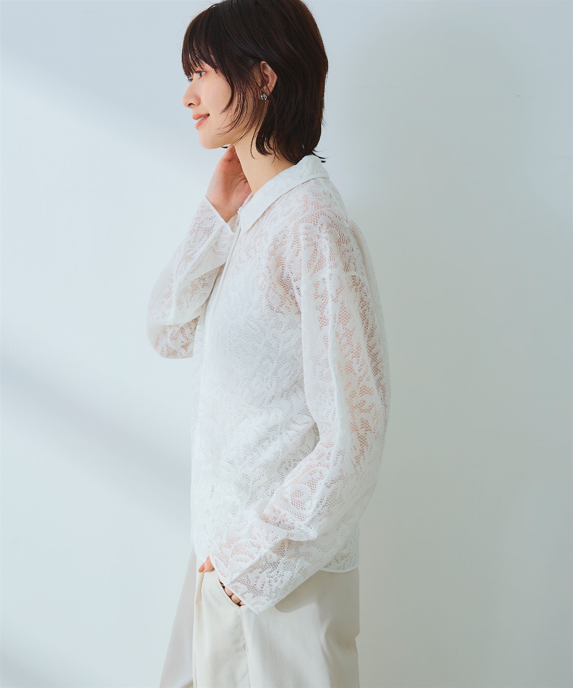 CROSS FUNCTION 《洗える》サマ美え シアージャガードレースニットカーディガン_sub_17