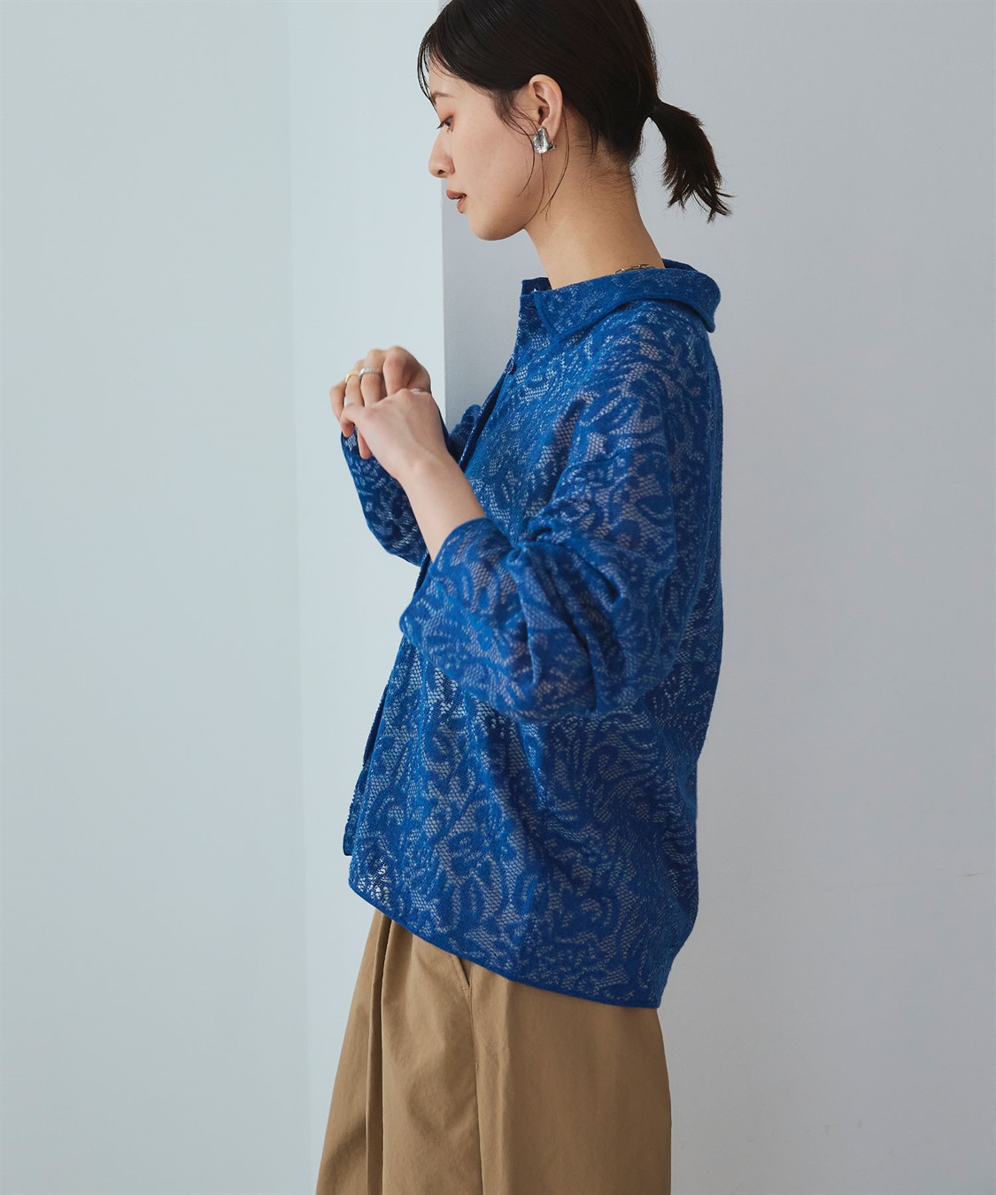 CROSS FUNCTION 《洗える》サマ美え シアージャガードレースニットカーディガン_sub_23