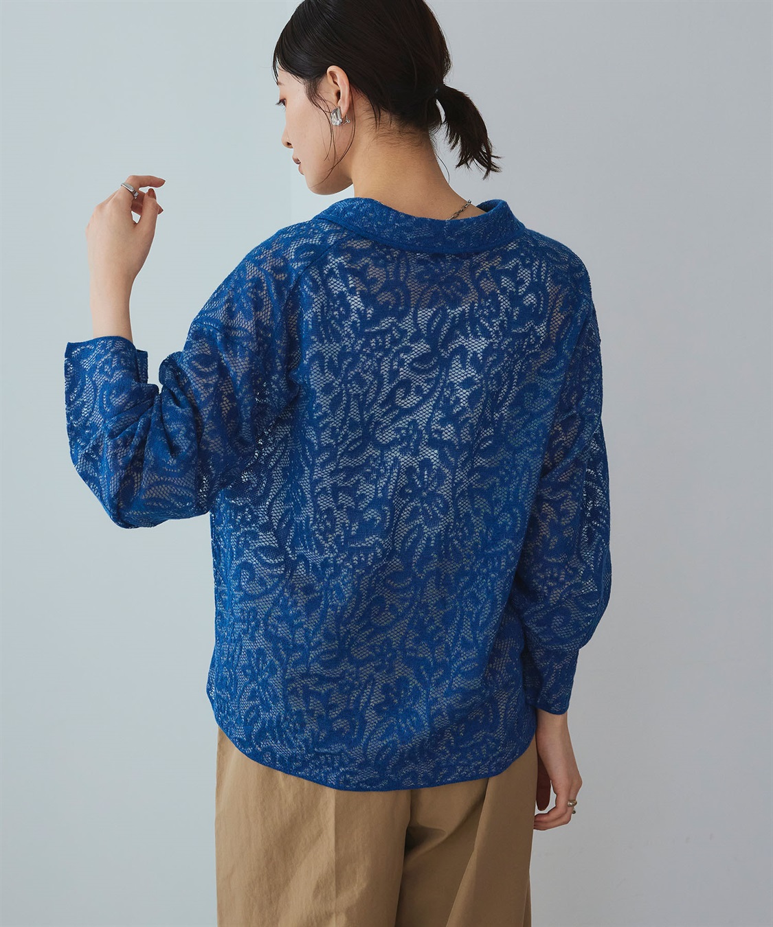 CROSS FUNCTION 《洗える》サマ美え シアージャガードレースニットカーディガン_sub_24