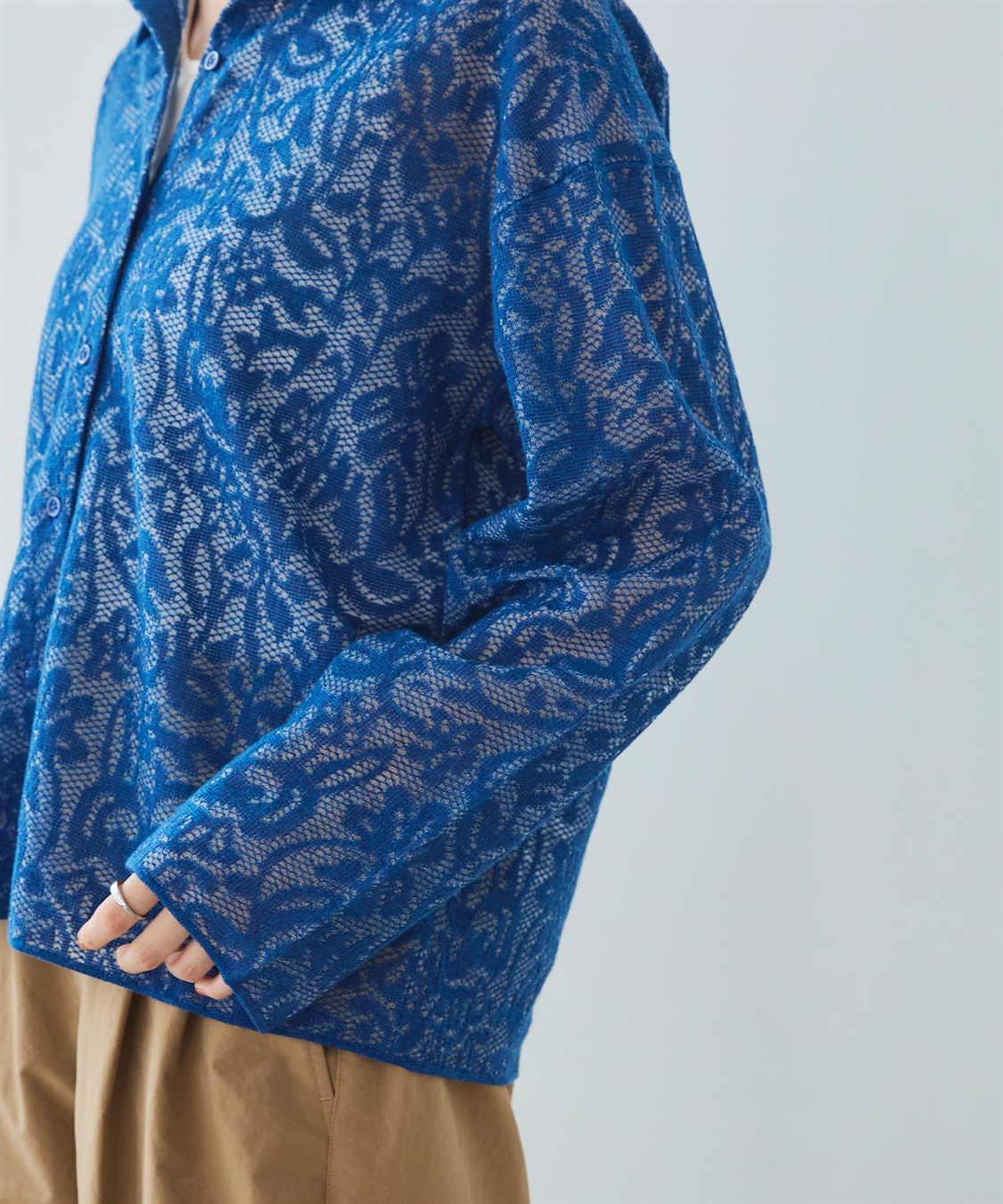 CROSS FUNCTION 《洗える》サマ美え シアージャガードレースニットカーディガン_sub_28