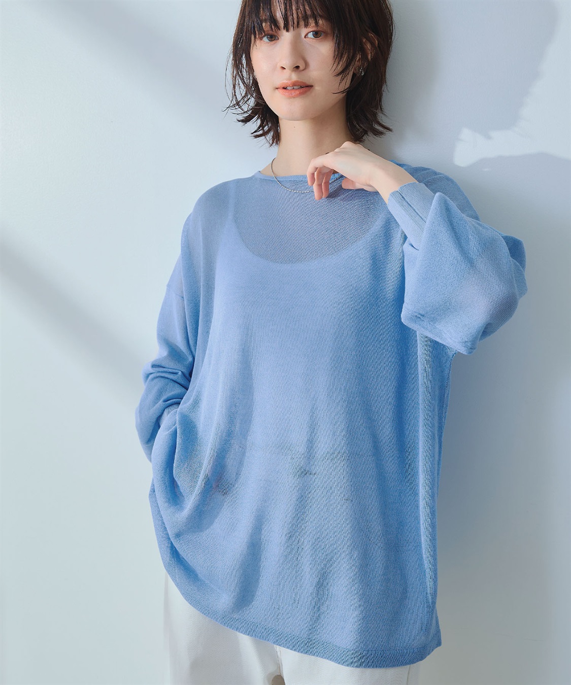 CROSS FUNCTION 《洗える》エブ楽 シアールーズニット＆キャミソールセット_sub_3