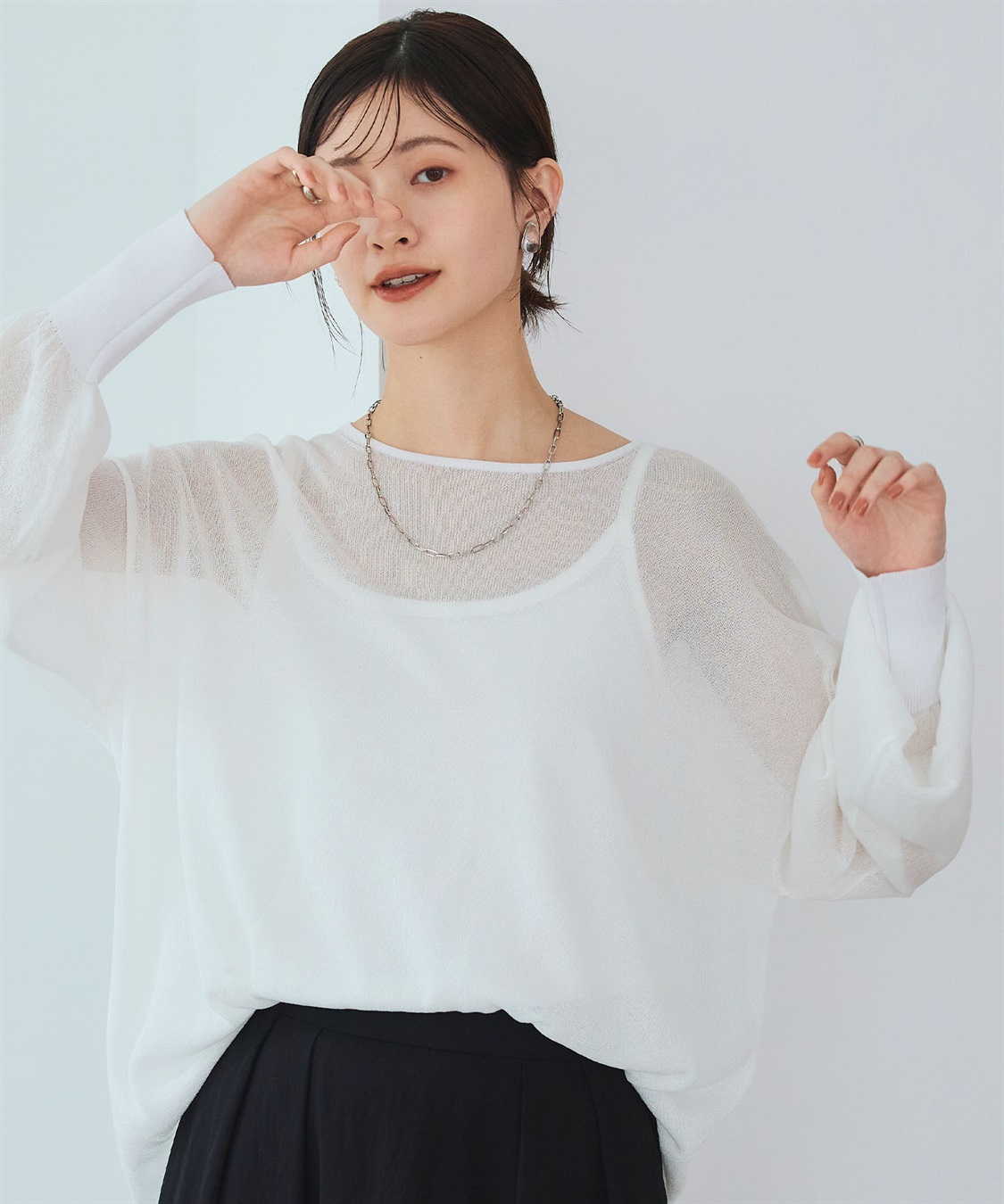 CROSS FUNCTION 《洗える》エブ楽 シアールーズニット＆キャミソールセット_sub_12