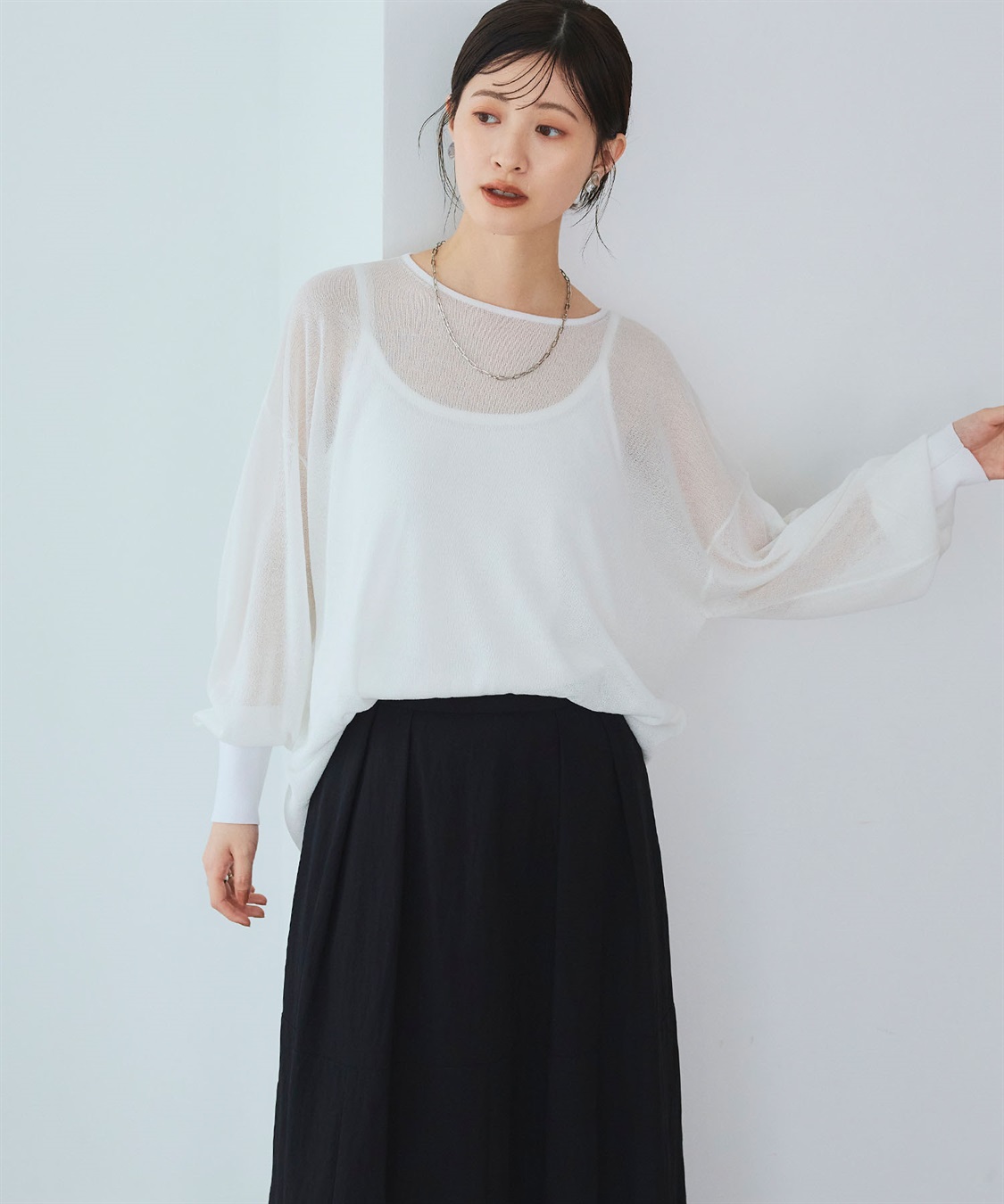 CROSS FUNCTION 《洗える》エブ楽 シアールーズニット＆キャミソールセット_sub_14