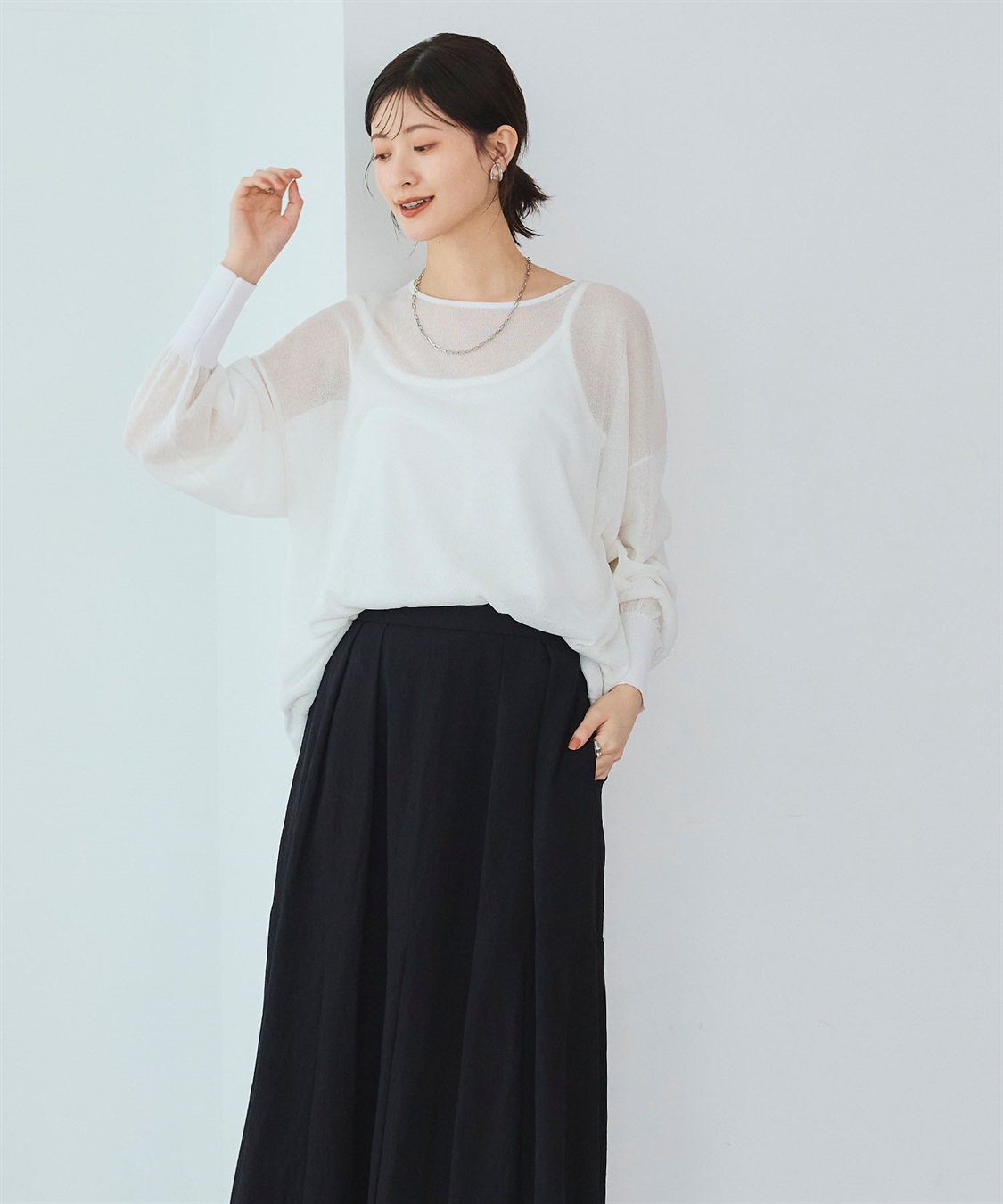 CROSS FUNCTION 《洗える》エブ楽 シアールーズニット＆キャミソールセット_sub_15