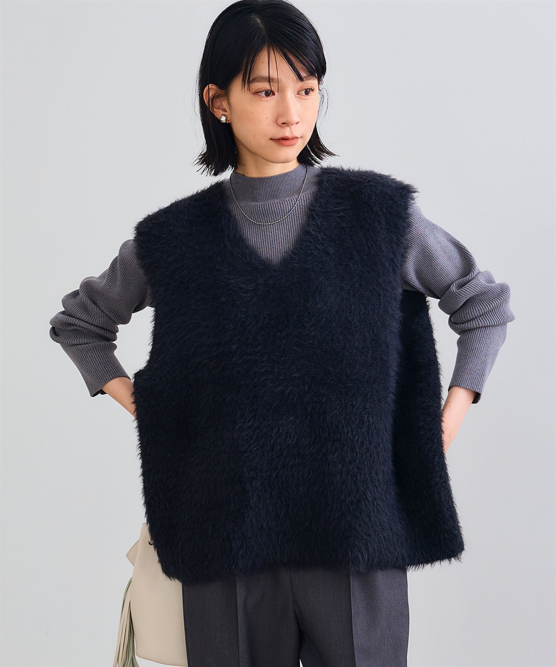 CROSS FUNCTION 《洗える》エブ楽 フェザーニットベスト＆リブニットセット_sub_1