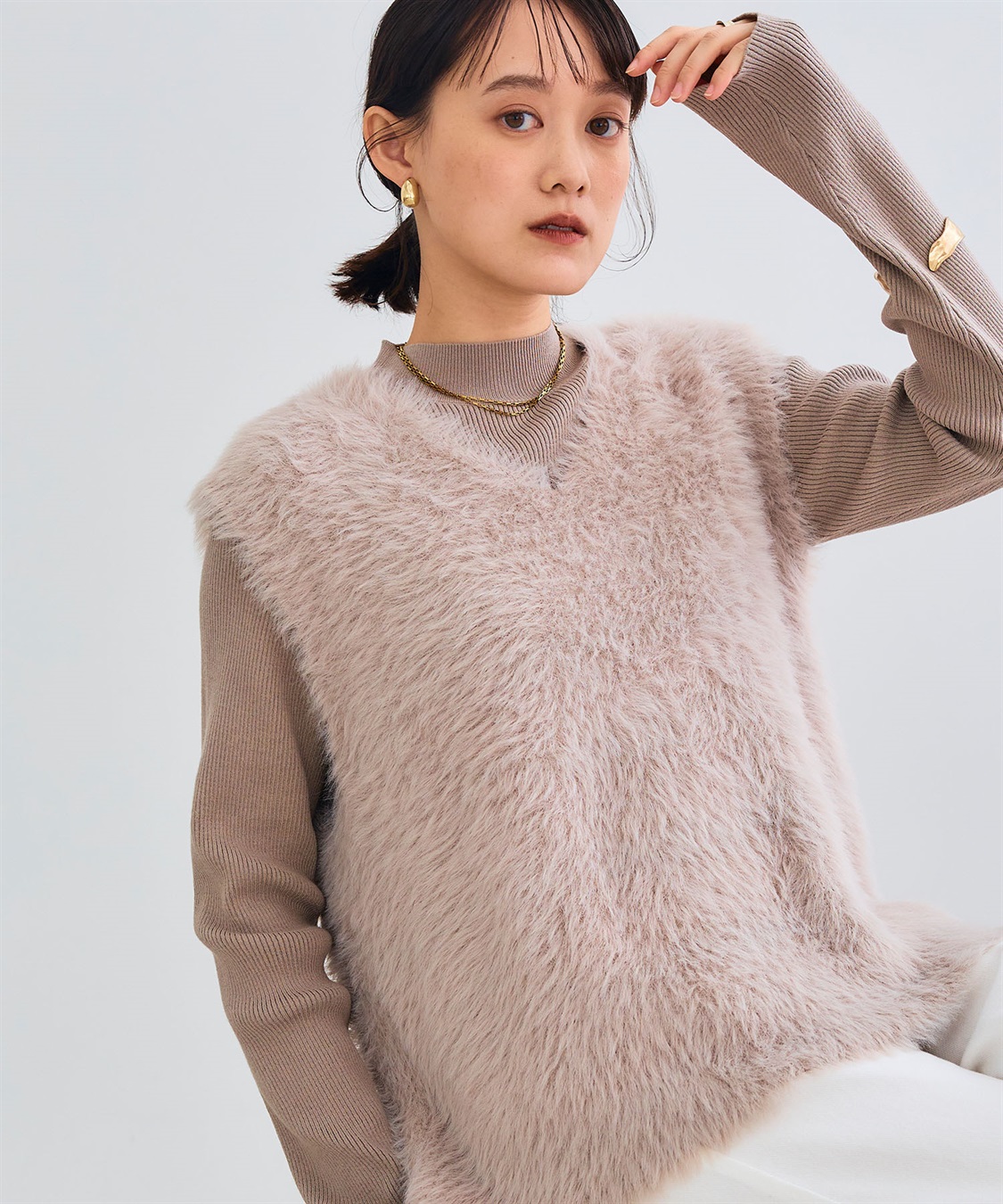 CROSS FUNCTION 《洗える》エブ楽 フェザーニットベスト＆リブニットセット_sub_6