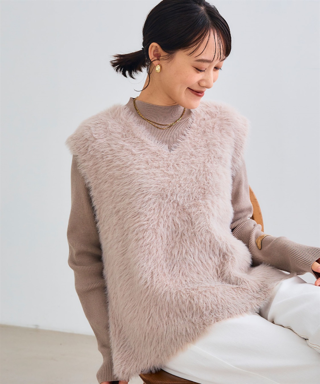 CROSS FUNCTION 《洗える》エブ楽 フェザーニットベスト＆リブニットセット_sub_7