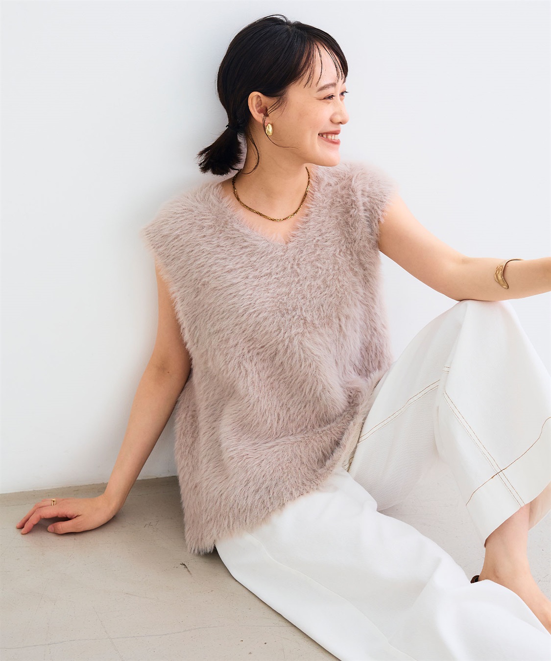 CROSS FUNCTION 《洗える》エブ楽 フェザーニットベスト＆リブニットセット_sub_12