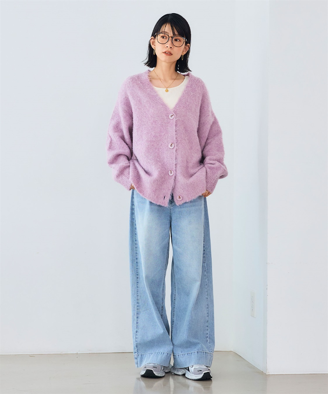 CROSS FUNCTION 《洗える》エブ楽 ブークレシャギーVネックカーディガン_sub_9