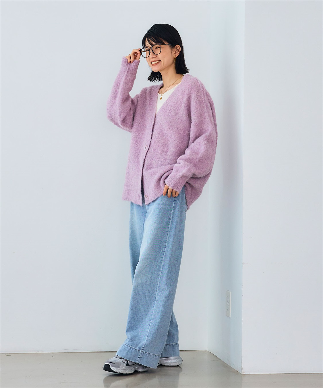 CROSS FUNCTION 《洗える》エブ楽 ブークレシャギーVネックカーディガン_sub_10