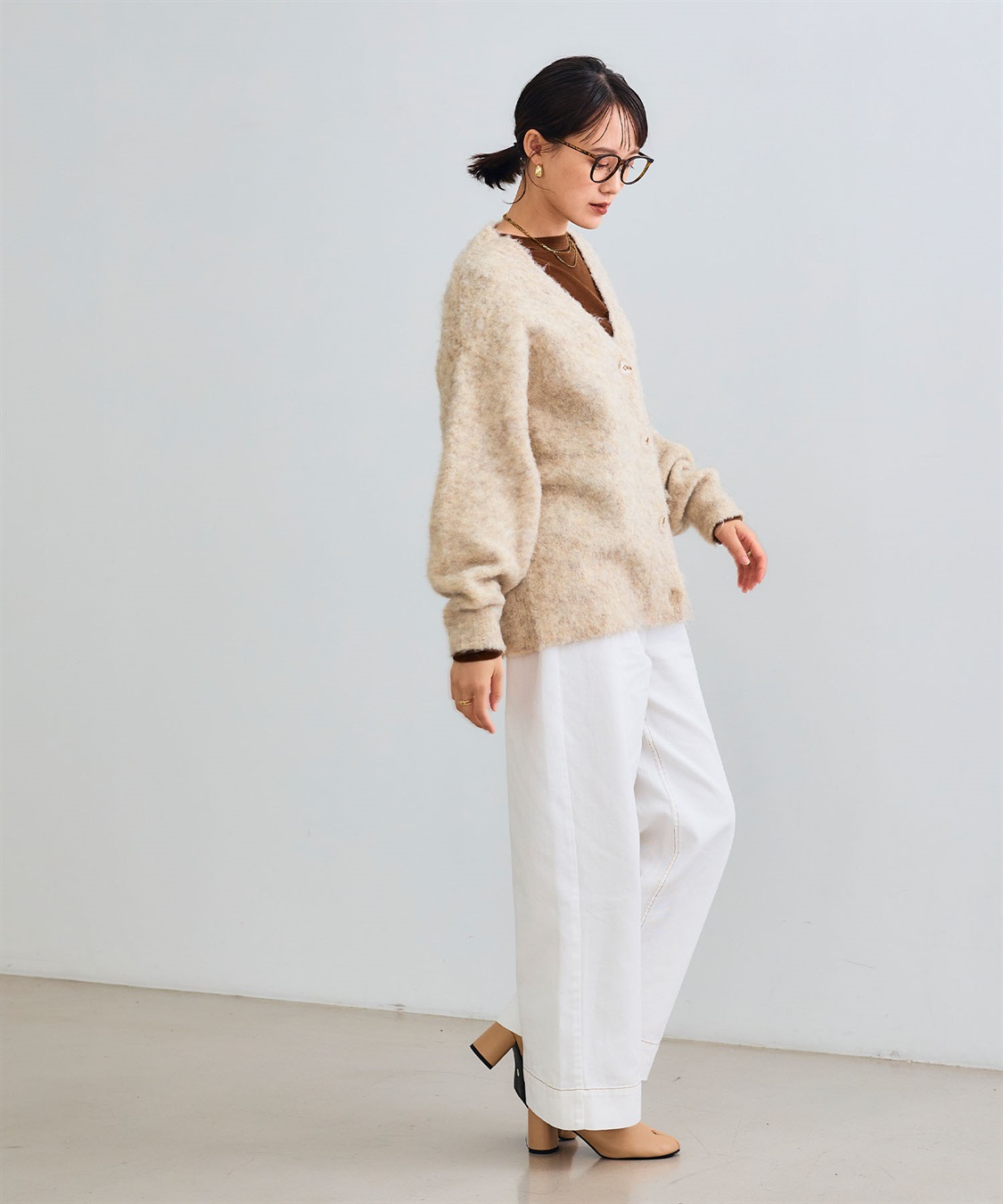 CROSS FUNCTION 《洗える》エブ楽 ブークレシャギーVネックカーディガン_sub_18