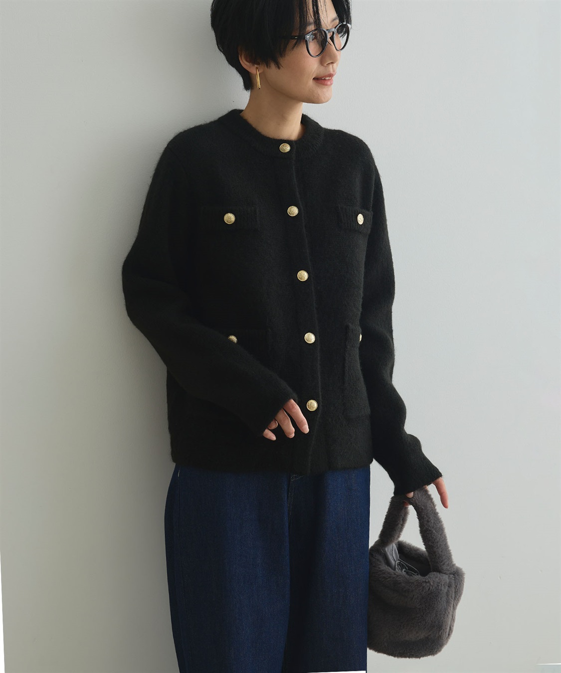 CROSS FUNCTION 《抗菌防臭》サマ美え 金釦ニットジャケット_sub_2