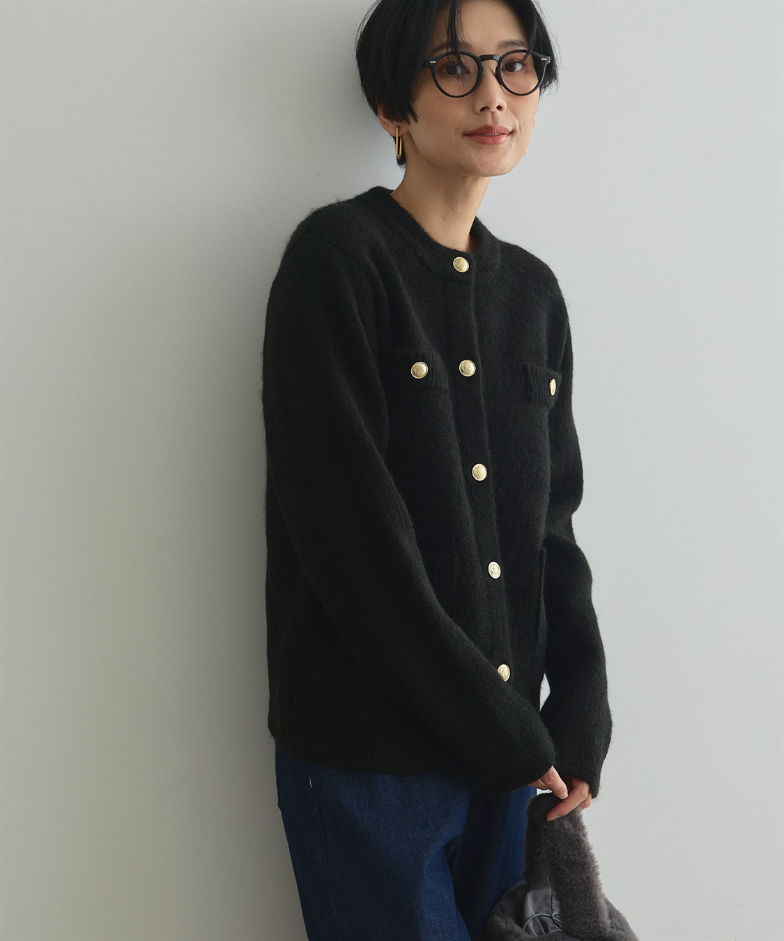 CROSS FUNCTION 《抗菌防臭》サマ美え 金釦ニットジャケット_sub_3