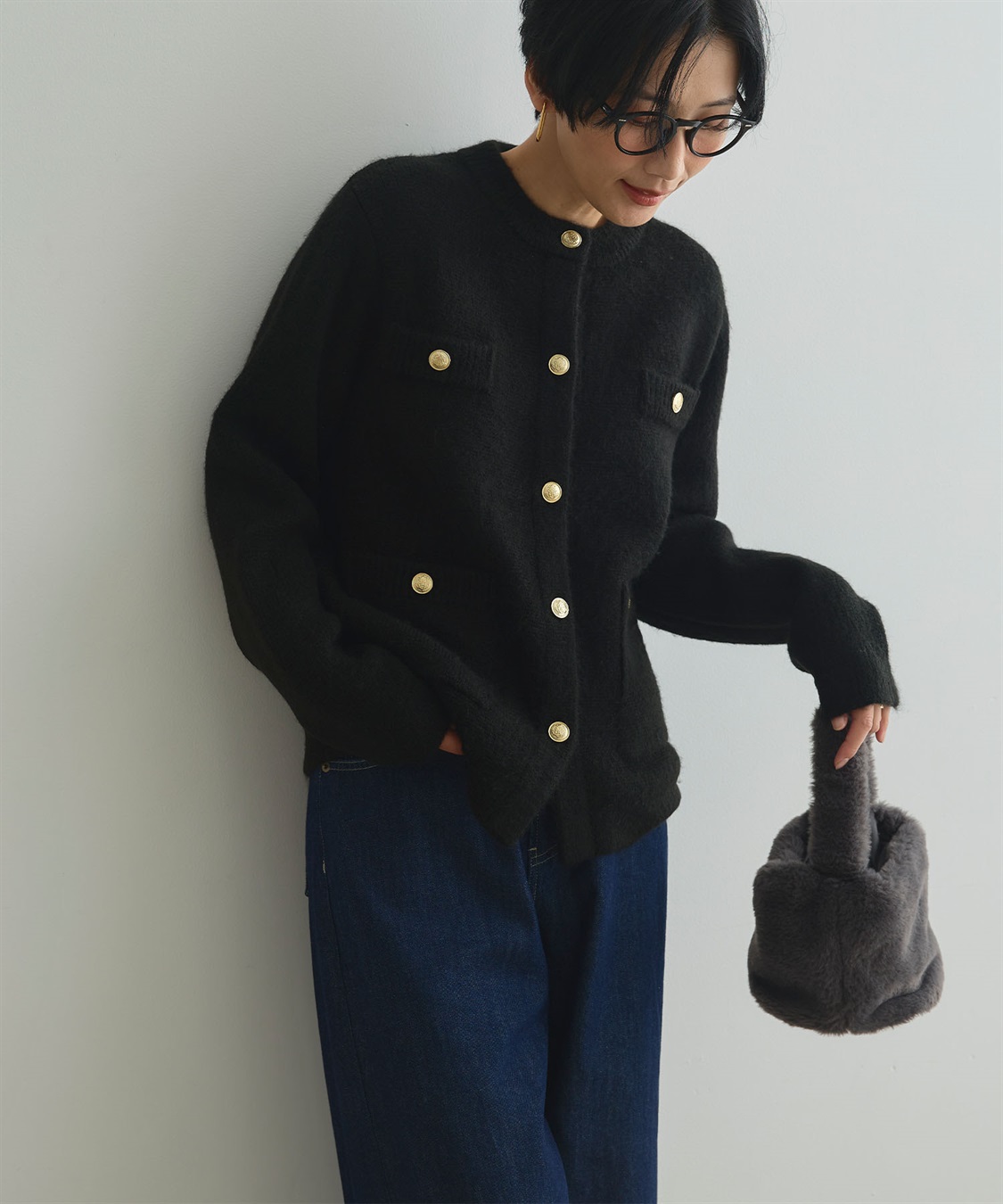 CROSS FUNCTION 《抗菌防臭》サマ美え 金釦ニットジャケット_sub_4