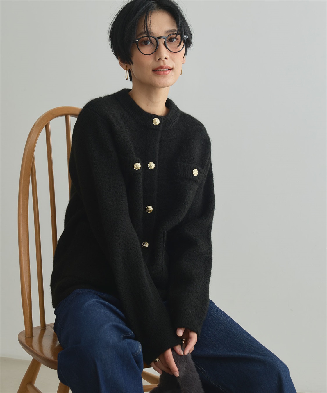 CROSS FUNCTION 《抗菌防臭》サマ美え 金釦ニットジャケット_sub_7