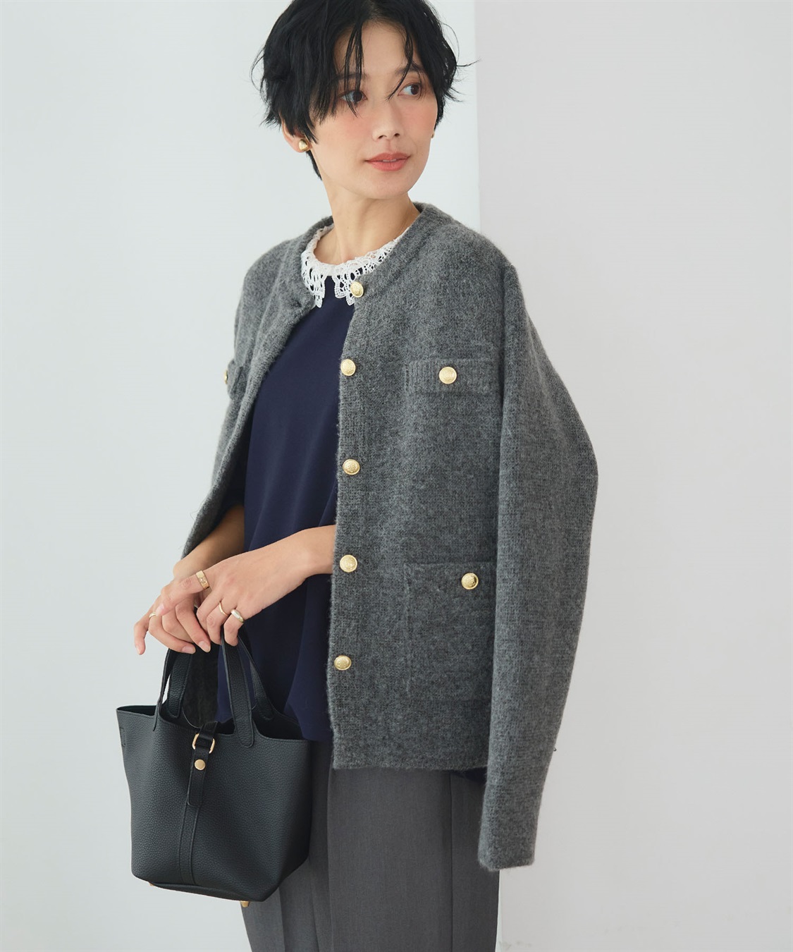 CROSS FUNCTION 《抗菌防臭》サマ美え 金釦ニットジャケット_sub_17