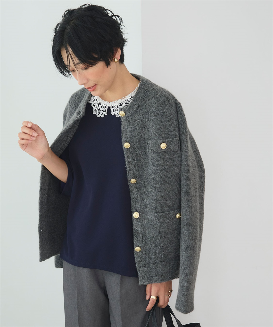 CROSS FUNCTION 《抗菌防臭》サマ美え 金釦ニットジャケット_sub_18