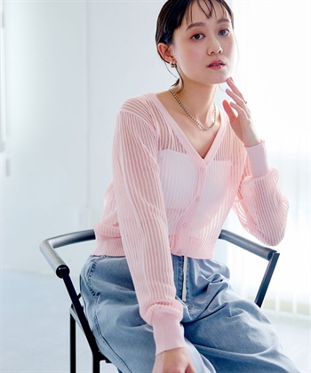 CROSS FUNCTION 《洗える》エブ楽 メッシュニットカーディガン_subthumb_2