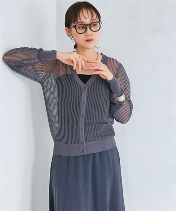 CROSS FUNCTION 《洗える》エブ楽 メッシュニットカーディガン_subthumb_3