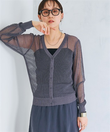 CROSS FUNCTION 《洗える》エブ楽 メッシュニットカーディガン_subthumb_4