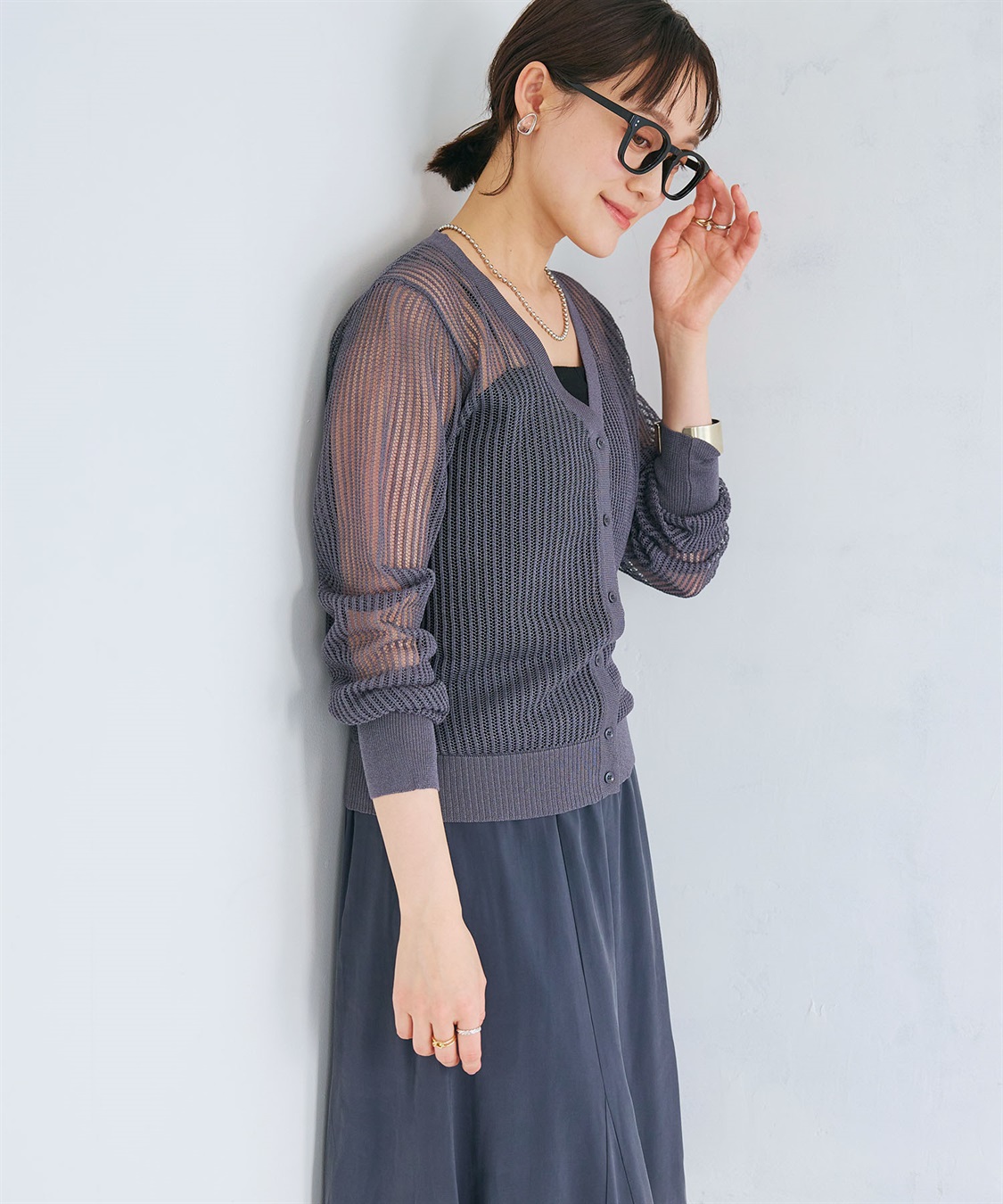 CROSS FUNCTION 《洗える》エブ楽 メッシュニットカーディガン_sub_6