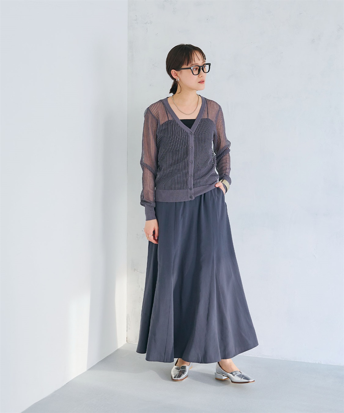 CROSS FUNCTION 《洗える》エブ楽 メッシュニットカーディガン_sub_7