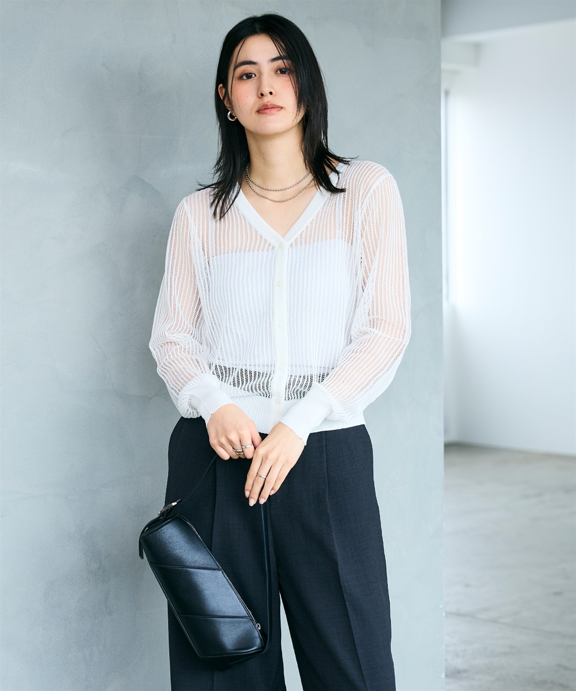 CROSS FUNCTION 《洗える》エブ楽 メッシュニットカーディガン_sub_11