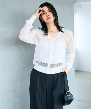 CROSS FUNCTION 《洗える》エブ楽 メッシュニットカーディガン_subthumb_12