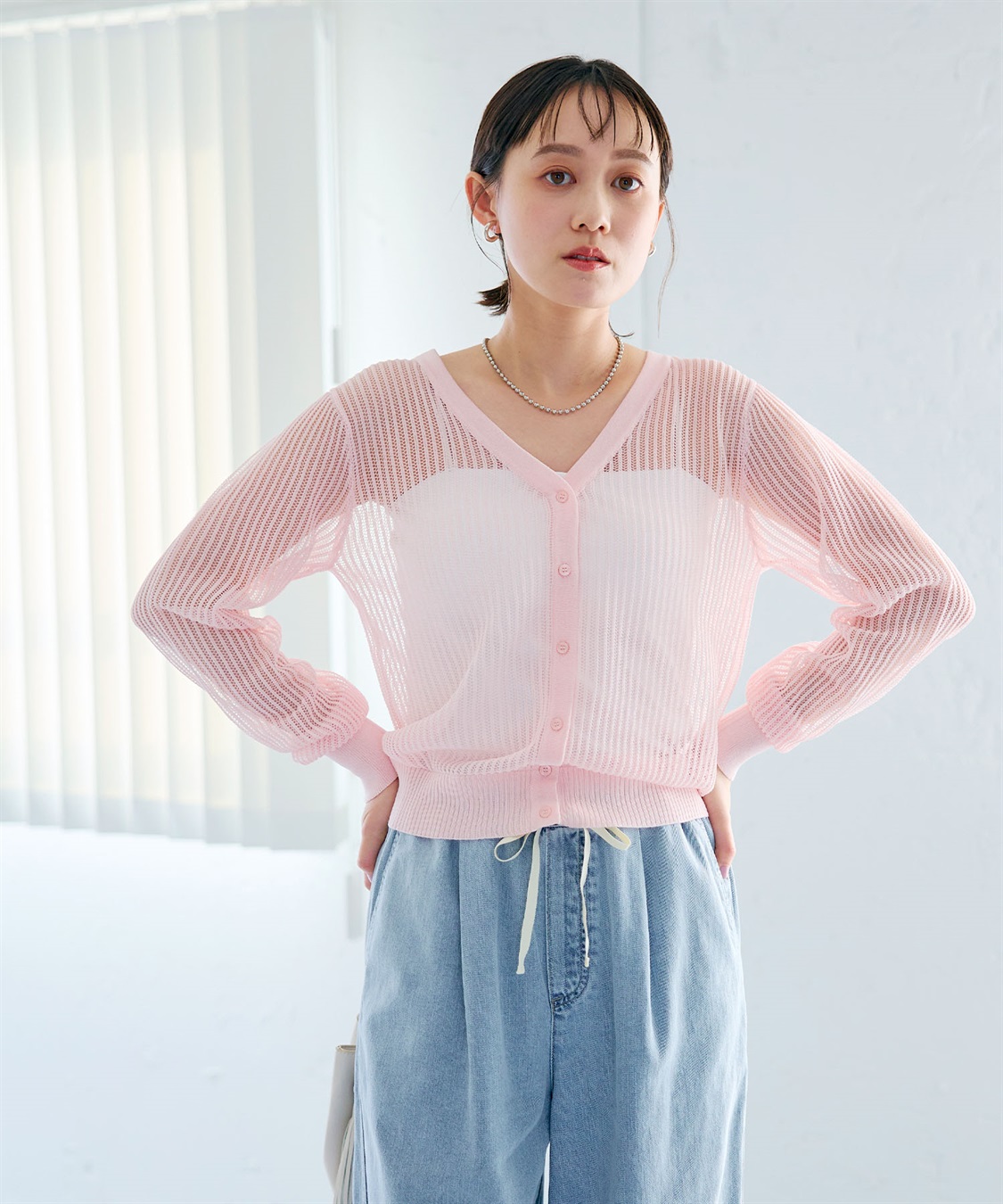 CROSS FUNCTION 《洗える》エブ楽 メッシュニットカーディガン_sub_19