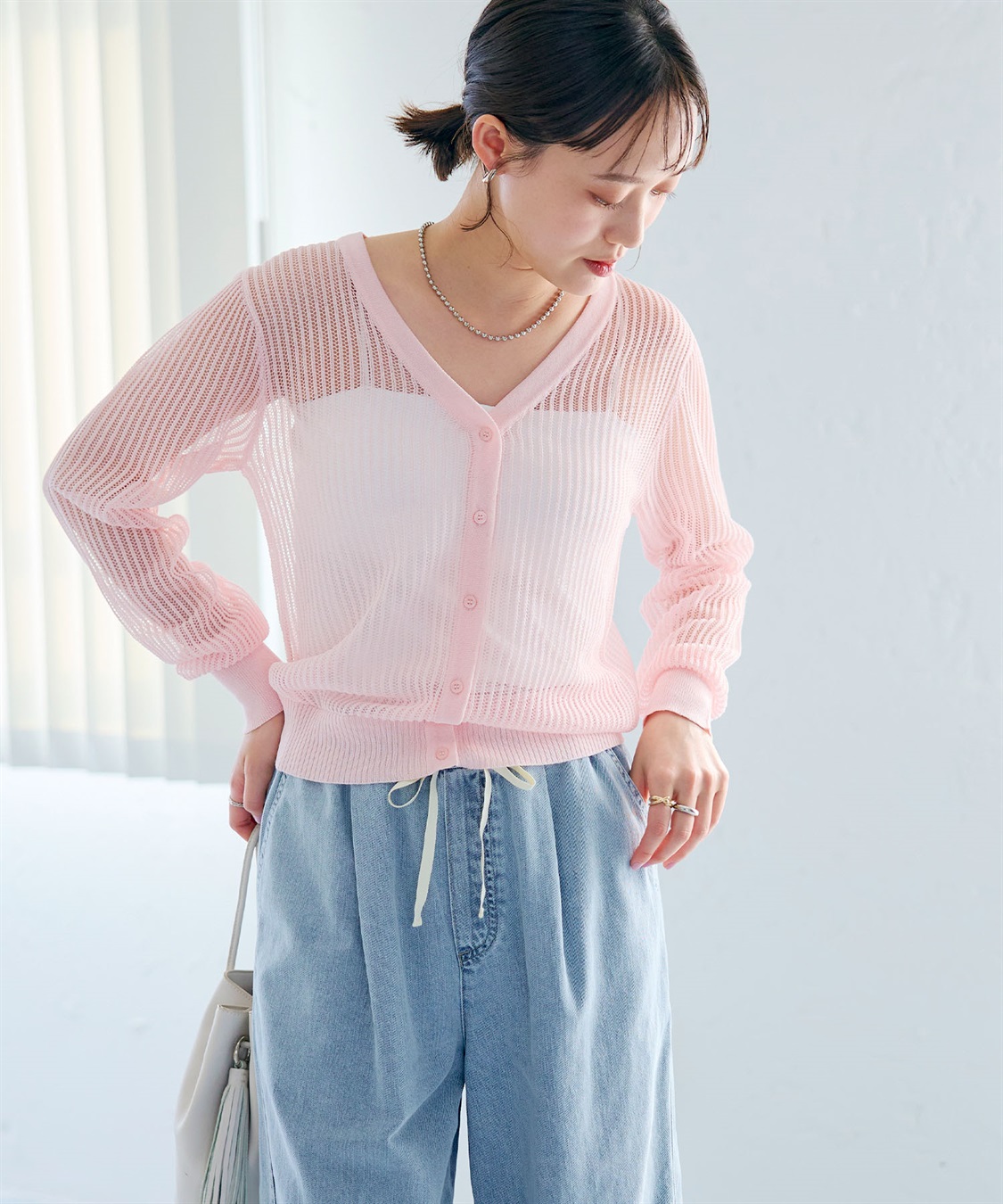 CROSS FUNCTION 《洗える》エブ楽 メッシュニットカーディガン_sub_20