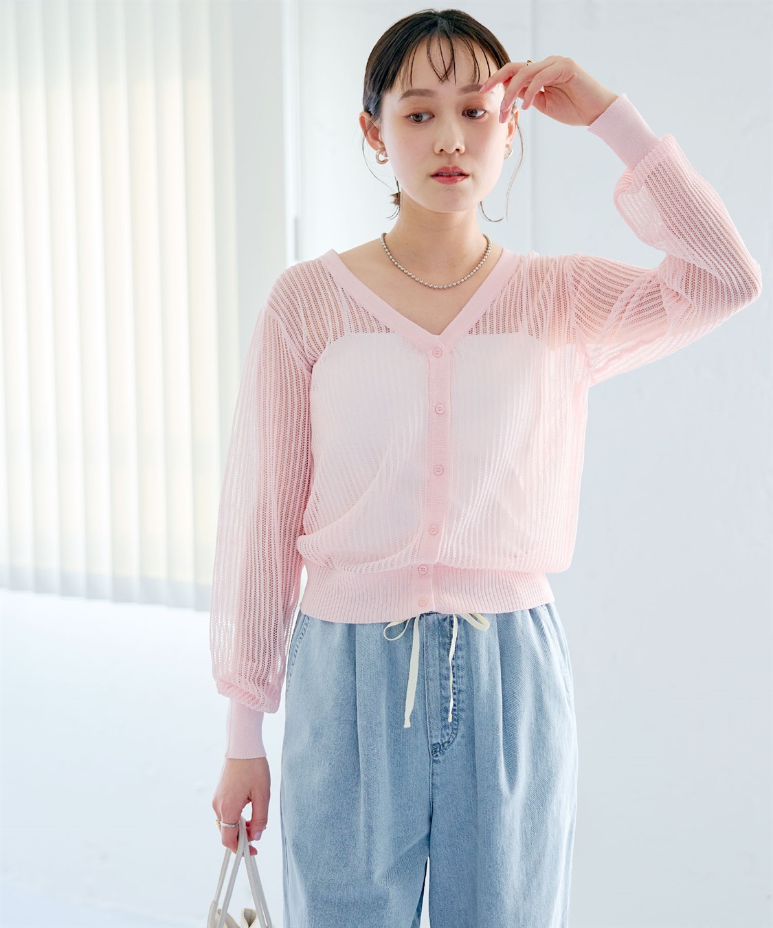 CROSS FUNCTION 《洗える》エブ楽 メッシュニットカーディガン_sub_21