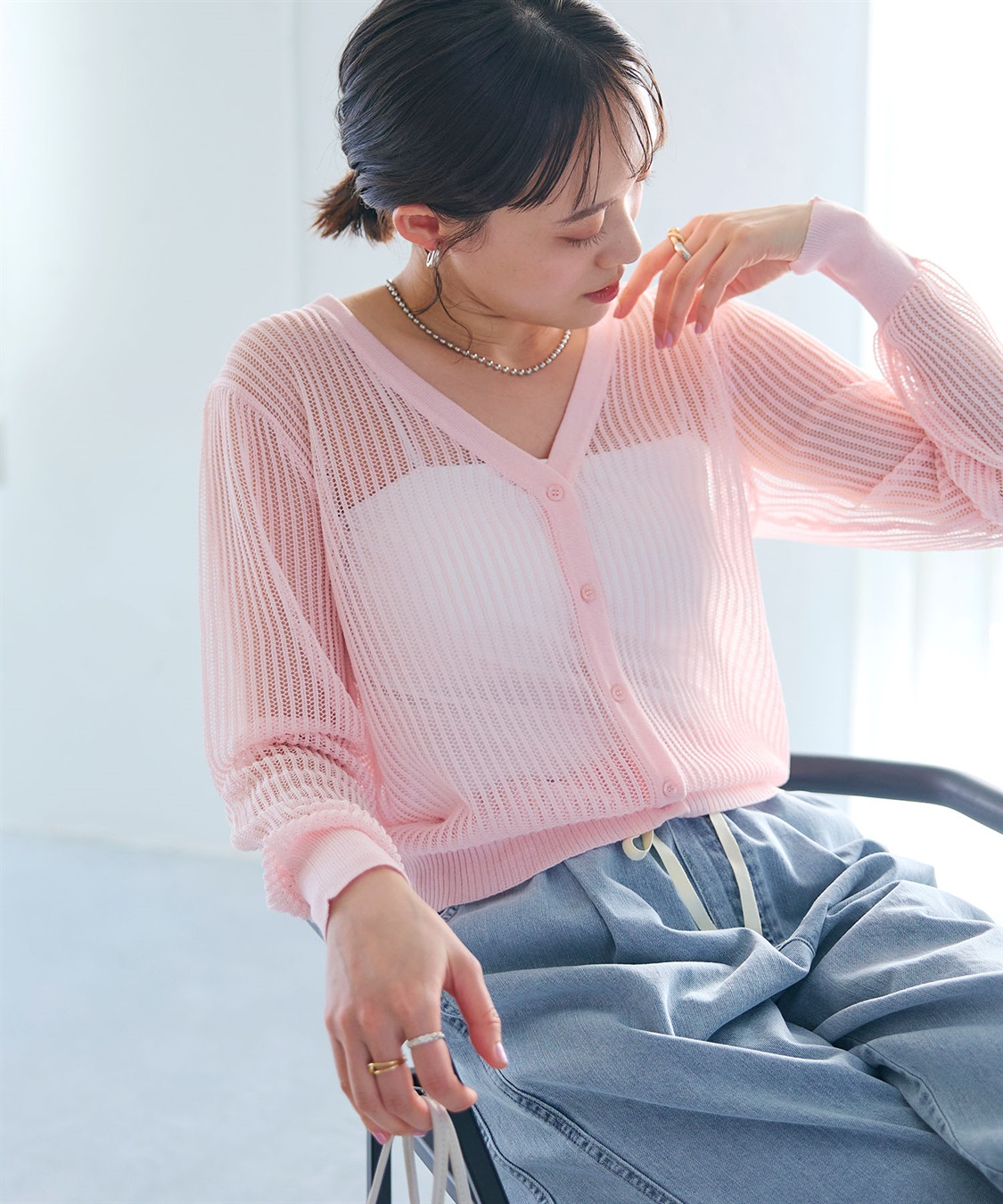 CROSS FUNCTION 《洗える》エブ楽 メッシュニットカーディガン_sub_22