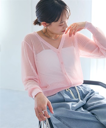 CROSS FUNCTION 《洗える》エブ楽 メッシュニットカーディガン_subthumb_22