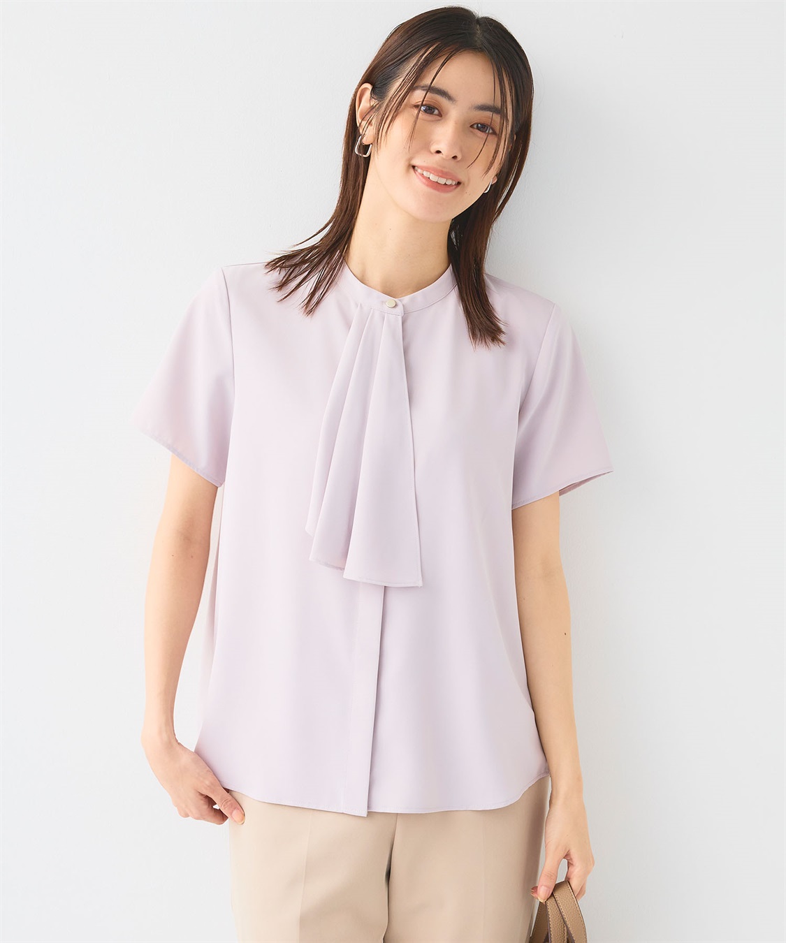 CROSS FUNCTION 《シワになりにくい》正解シルキードライラッフル半袖ブラウス_sub_2