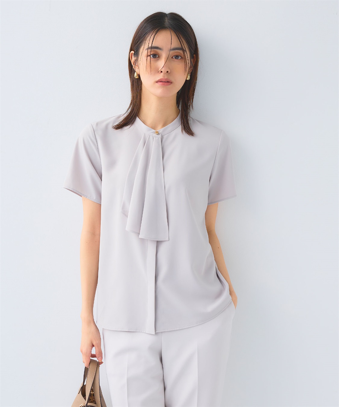 CROSS FUNCTION 《シワになりにくい》正解シルキードライラッフル半袖ブラウス_sub_3