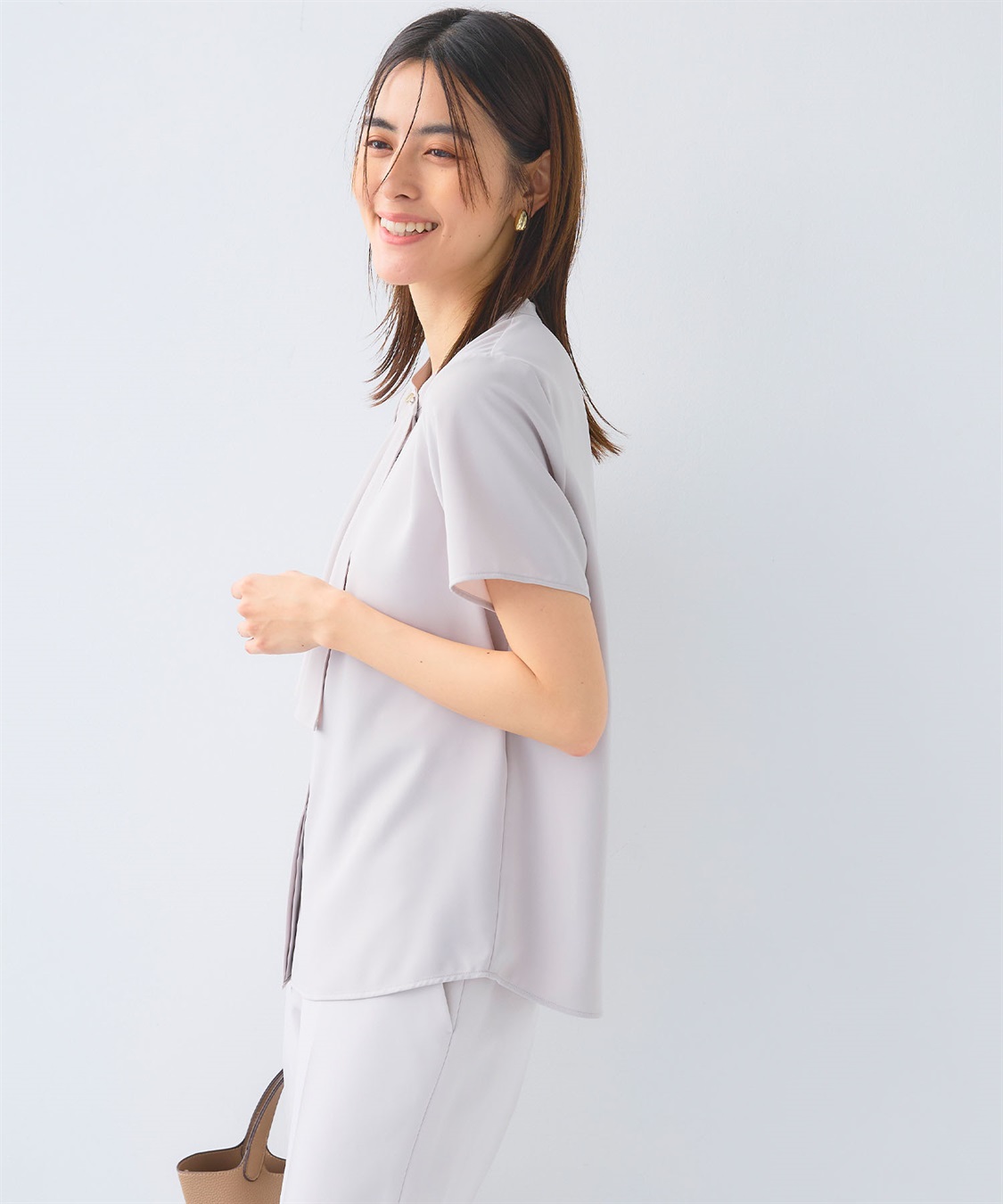 CROSS FUNCTION 《シワになりにくい》正解シルキードライラッフル半袖ブラウス_sub_4