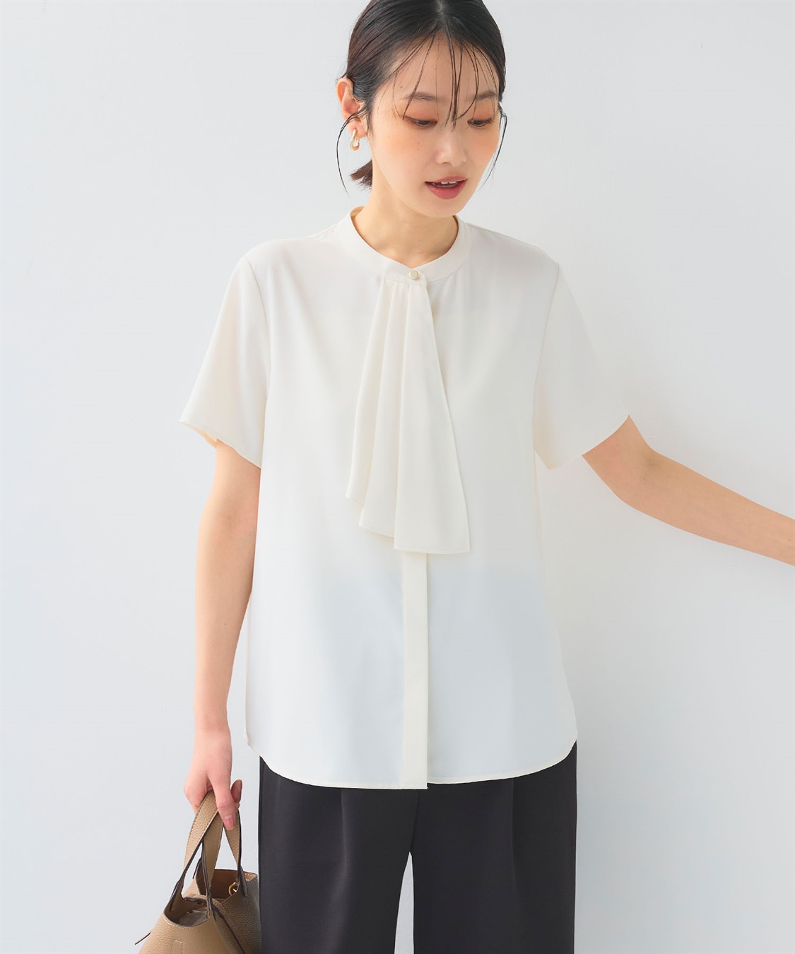 CROSS FUNCTION 《シワになりにくい》正解シルキードライラッフル半袖ブラウス_sub_11