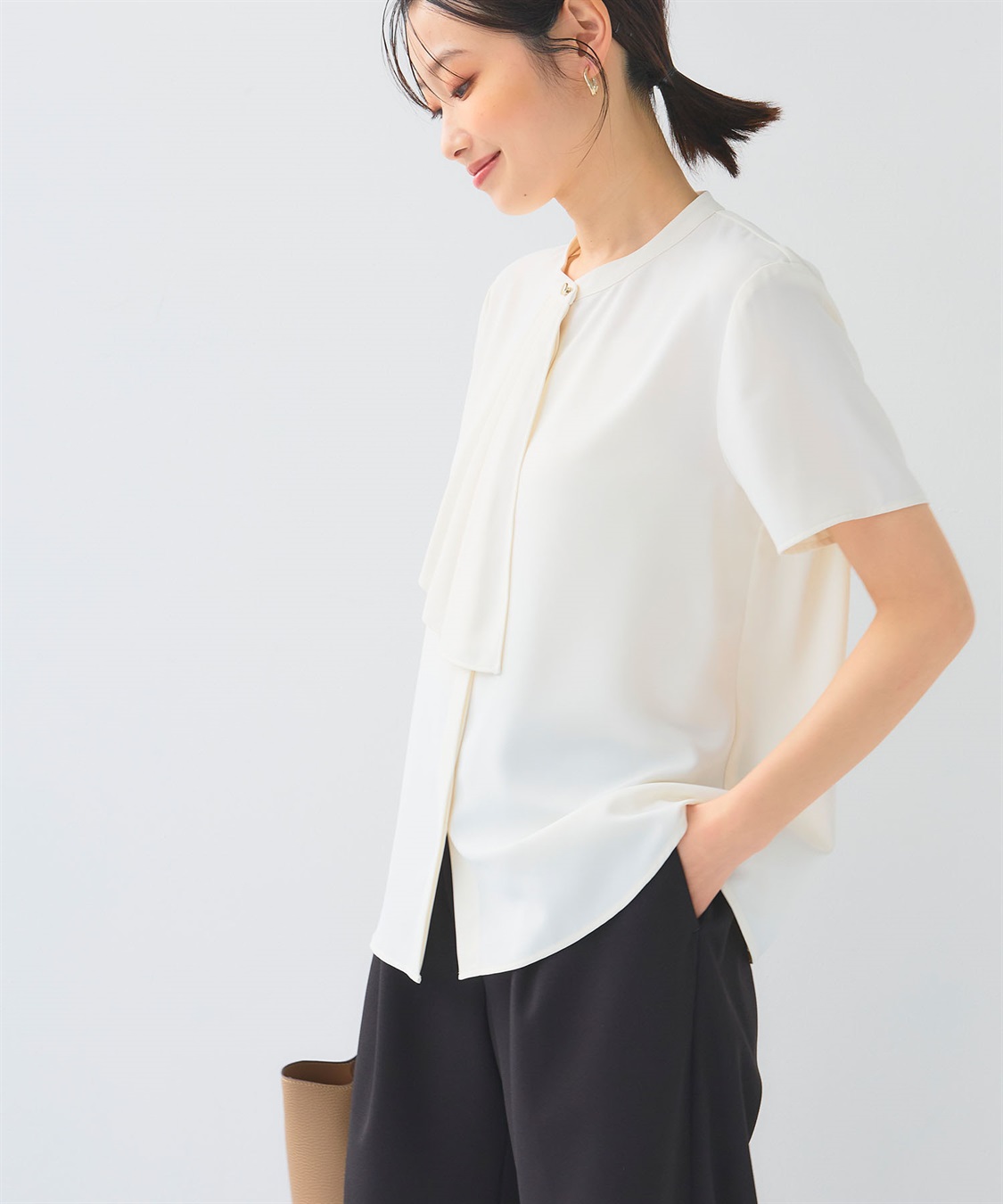 CROSS FUNCTION 《シワになりにくい》正解シルキードライラッフル半袖ブラウス_sub_13