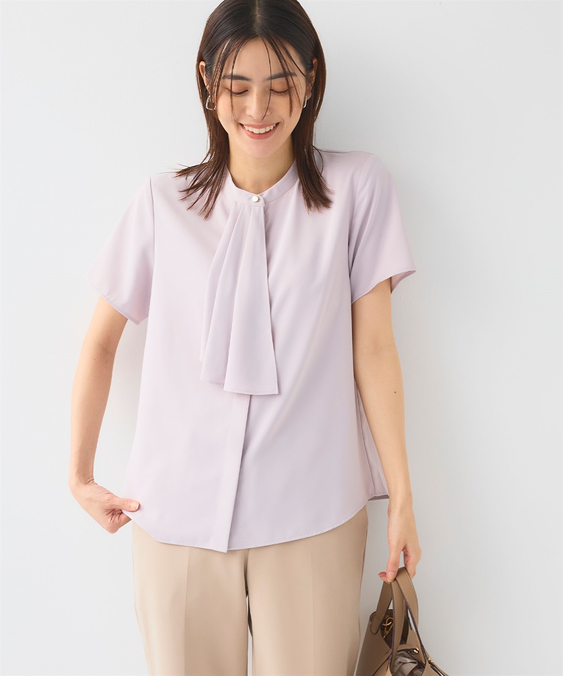 CROSS FUNCTION 《シワになりにくい》正解シルキードライラッフル半袖ブラウス_sub_19