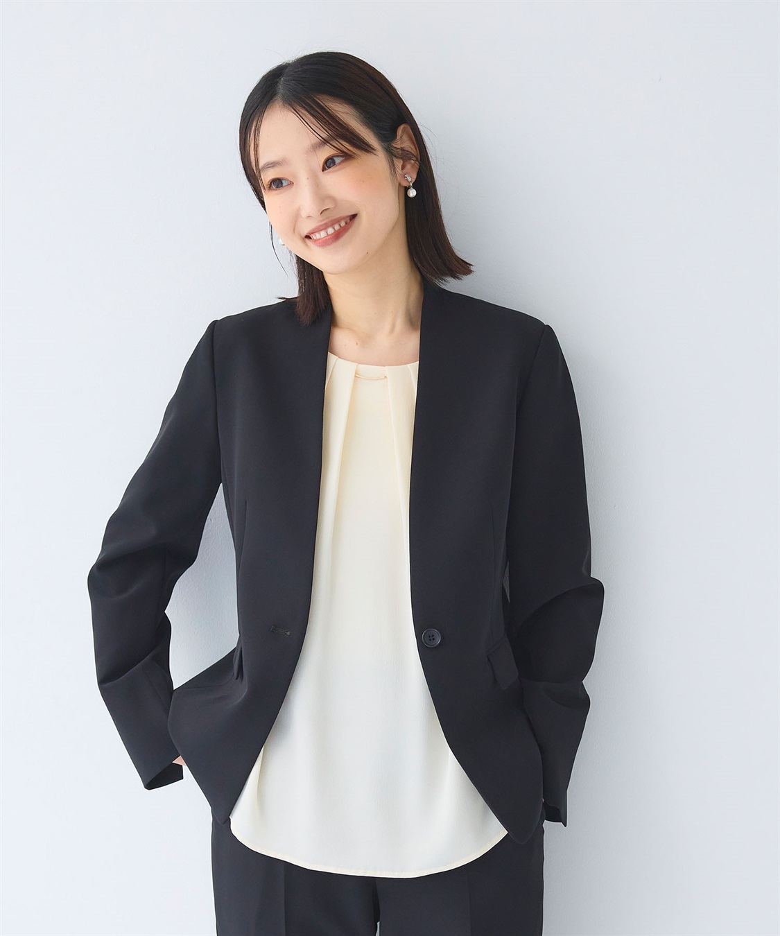 CROSS FUNCTION 《シワになりにくい》正解タックフレンチスリーブサテンブラウス_sub_16