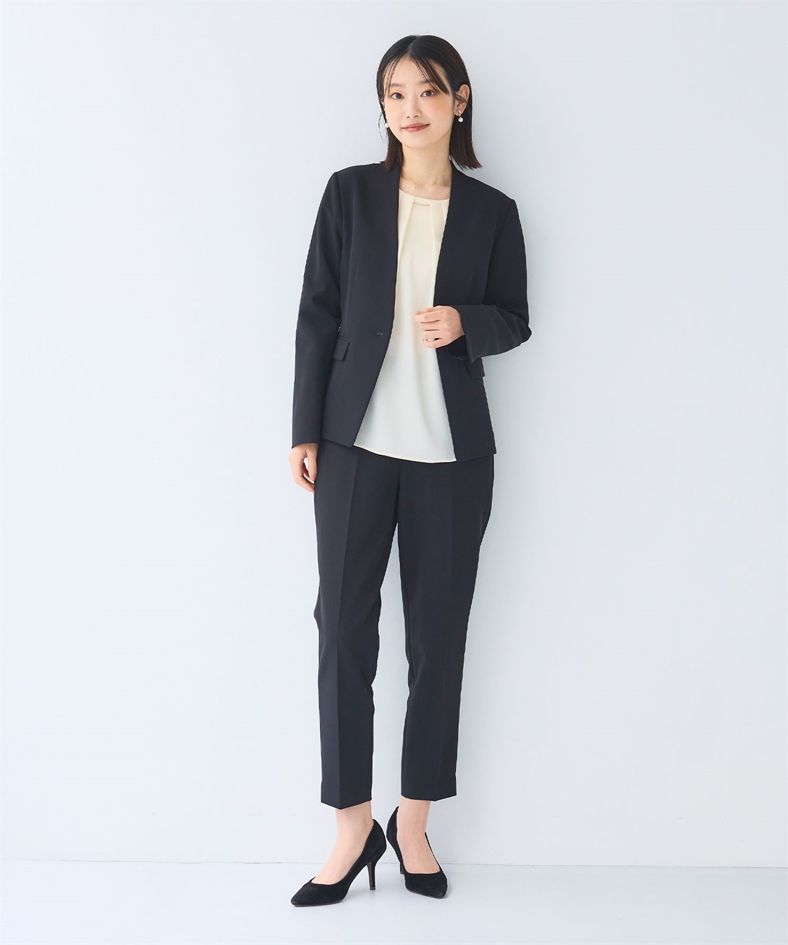 CROSS FUNCTION 《シワになりにくい》正解タックフレンチスリーブサテンブラウス_sub_17