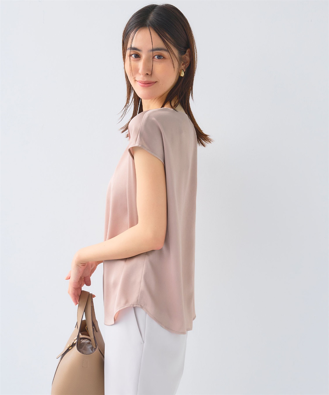 CROSS FUNCTION 《シワになりにくい》正解タックフレンチスリーブサテンブラウス_sub_19