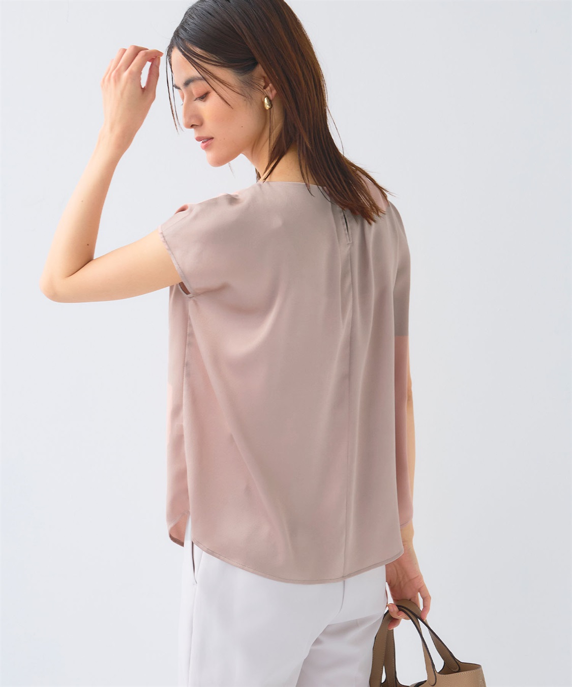 CROSS FUNCTION 《シワになりにくい》正解タックフレンチスリーブサテンブラウス_sub_22