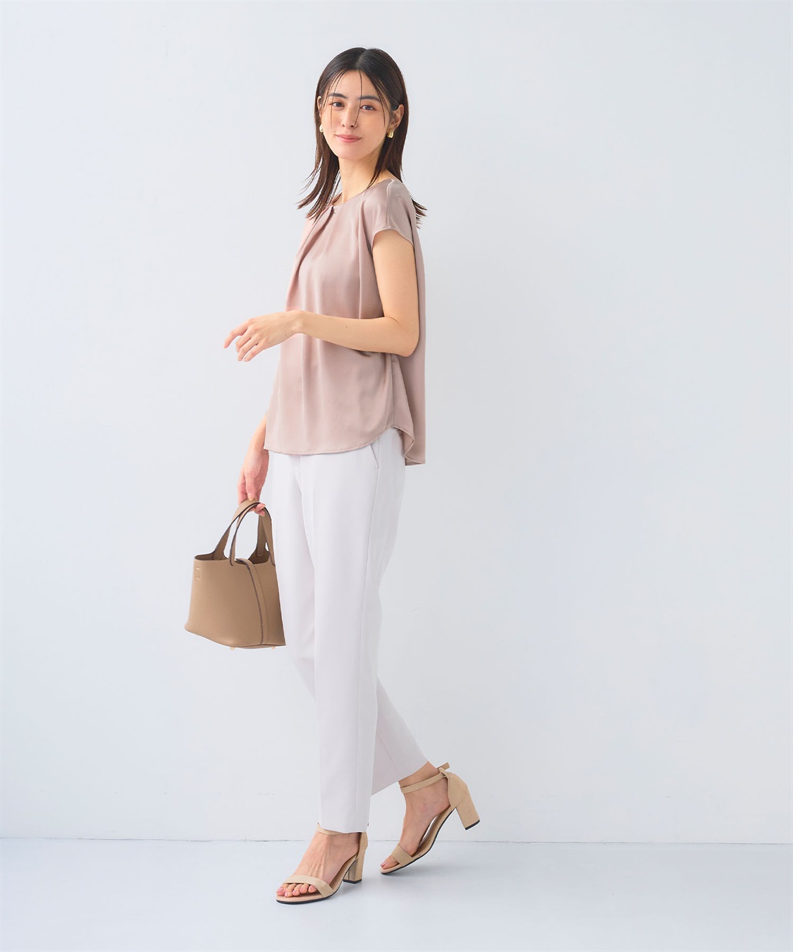 CROSS FUNCTION 《シワになりにくい》正解タックフレンチスリーブサテンブラウス_sub_23