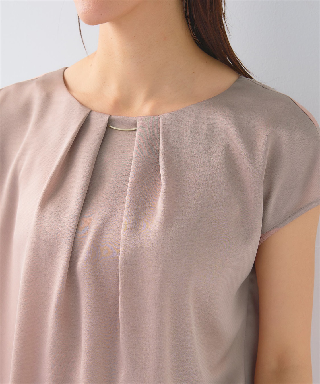 CROSS FUNCTION 《シワになりにくい》正解タックフレンチスリーブサテンブラウス_sub_25