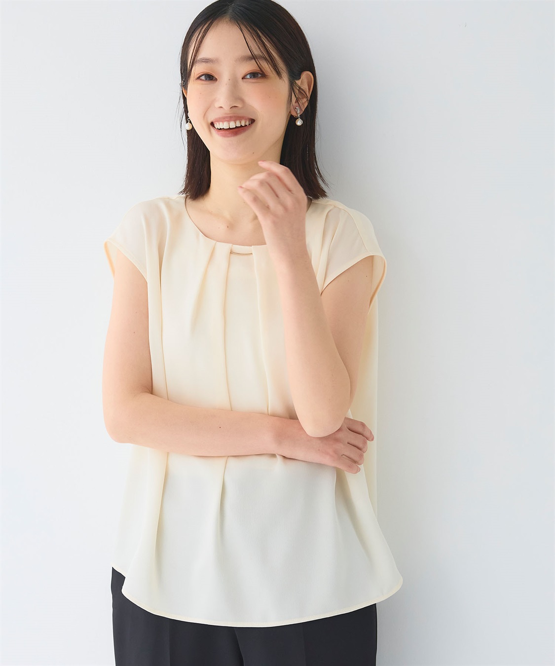 CROSS FUNCTION 《シワになりにくい》正解タックノースリーブサテンブラウス_sub_19
