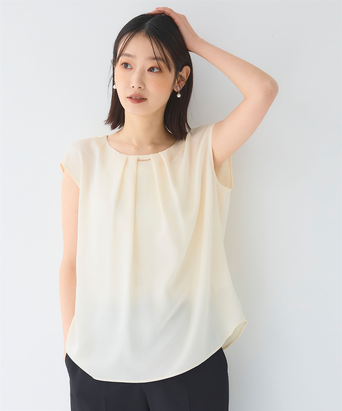 CROSS FUNCTION 《シワになりにくい》正解タックノースリーブサテンブラウス_sub_21