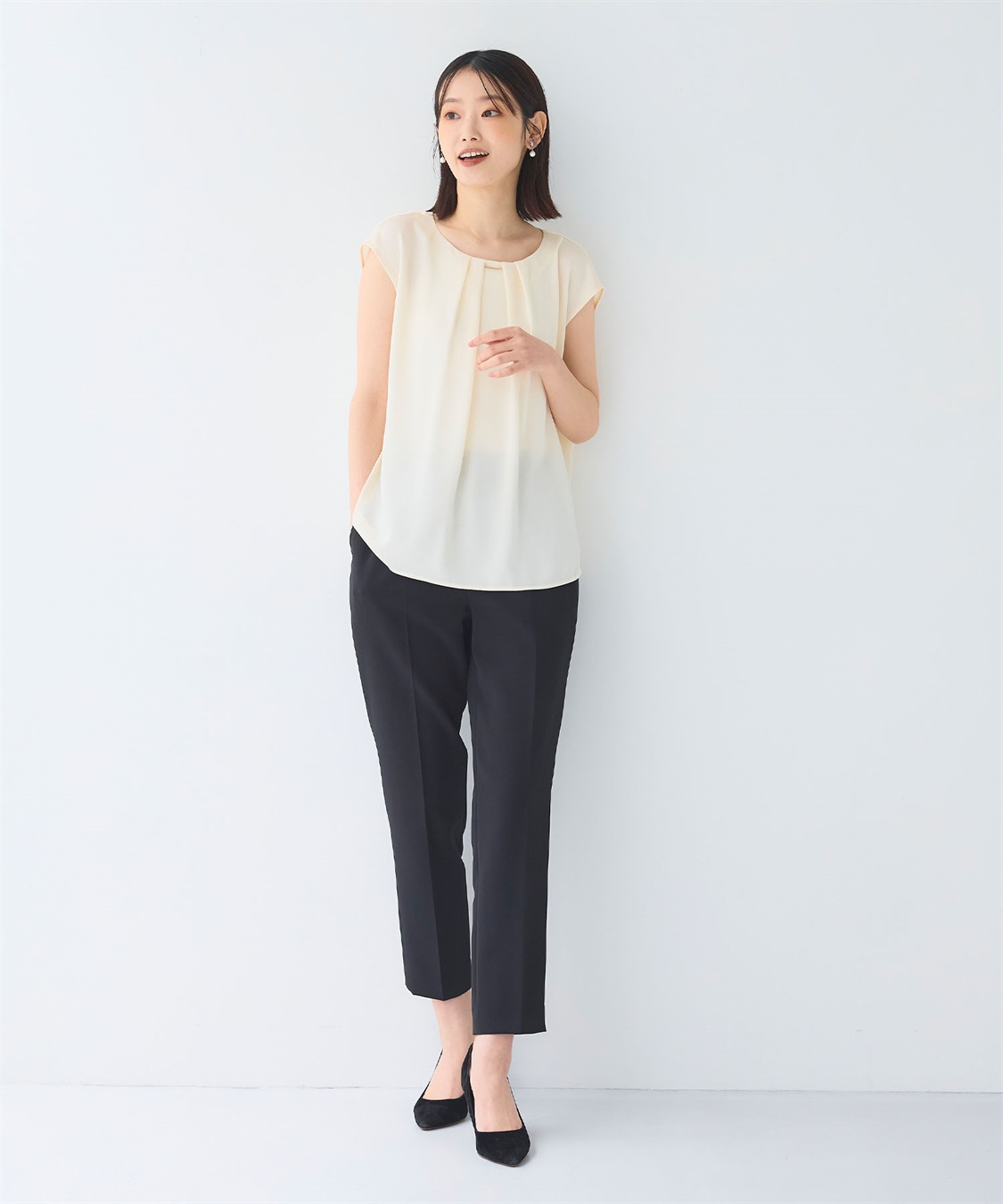 CROSS FUNCTION 《シワになりにくい》正解タックノースリーブサテンブラウス_sub_22