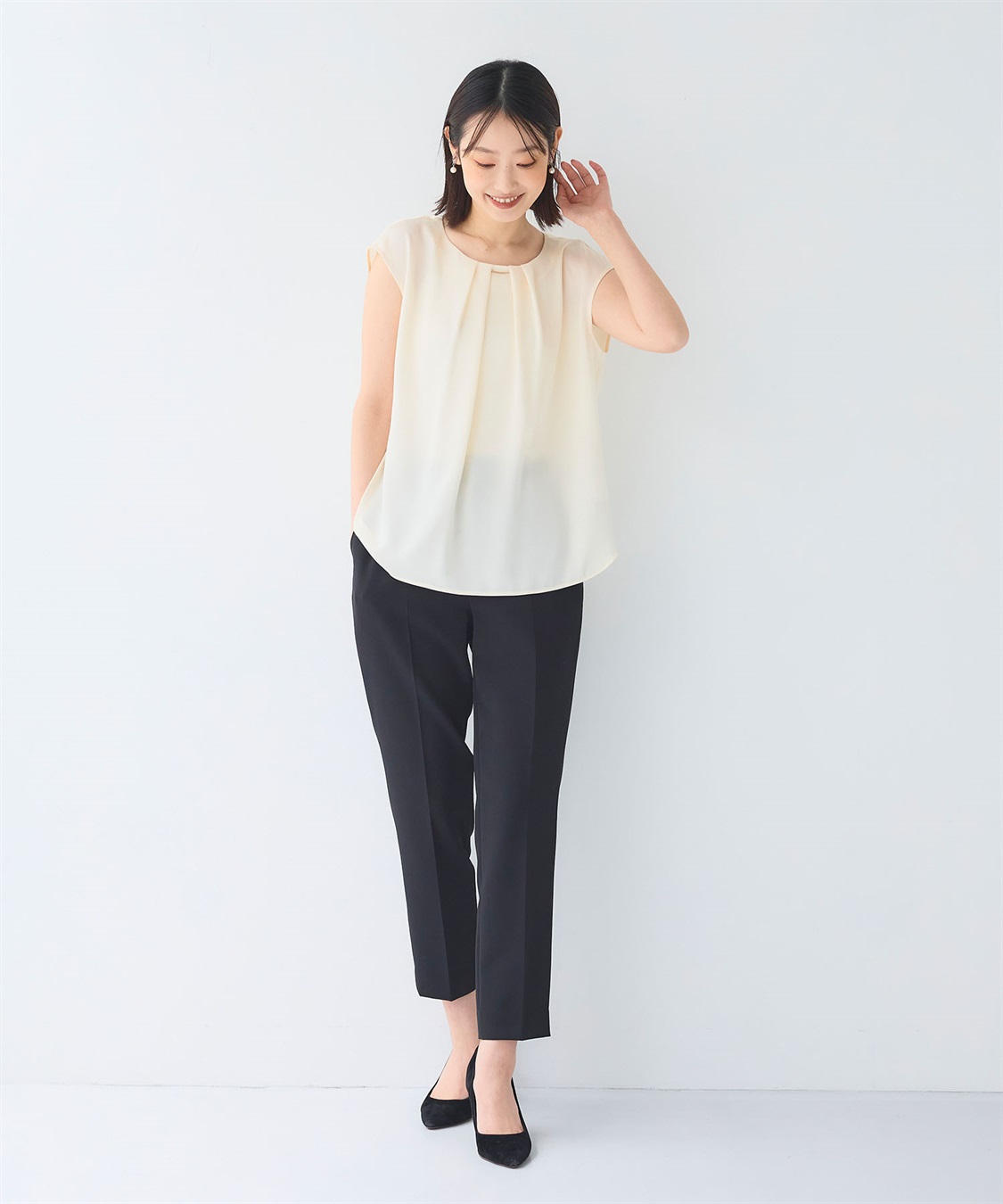 CROSS FUNCTION 《シワになりにくい》正解タックノースリーブサテンブラウス_sub_23