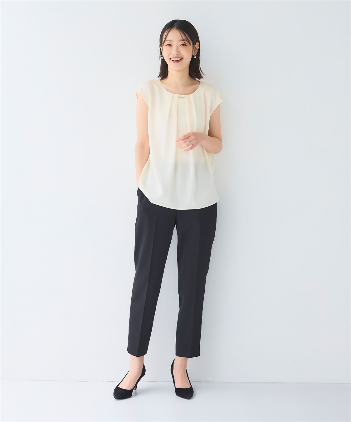 CROSS FUNCTION 《シワになりにくい》正解タックノースリーブサテンブラウス_sub_24